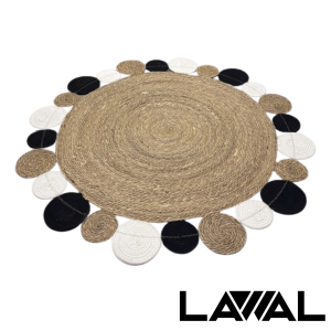 ALFOMBRA DE YUTE BLANCO Y NEGRO 120cm