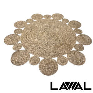 ALFOMBRA DE YUTE CIRCULOS PEQUEÑOS Y GRANDES 120cm