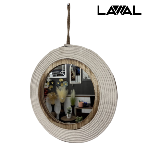 ESPEJO DE YUTE BLANCO 40CM