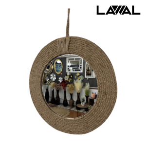 ESPEJO DE YUTE CAFÉ 40CM